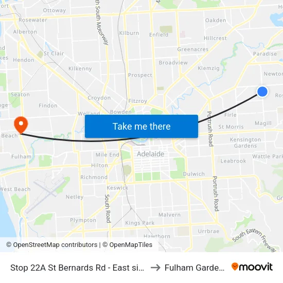 Stop 22A St Bernards Rd - East side to Fulham Gardens map
