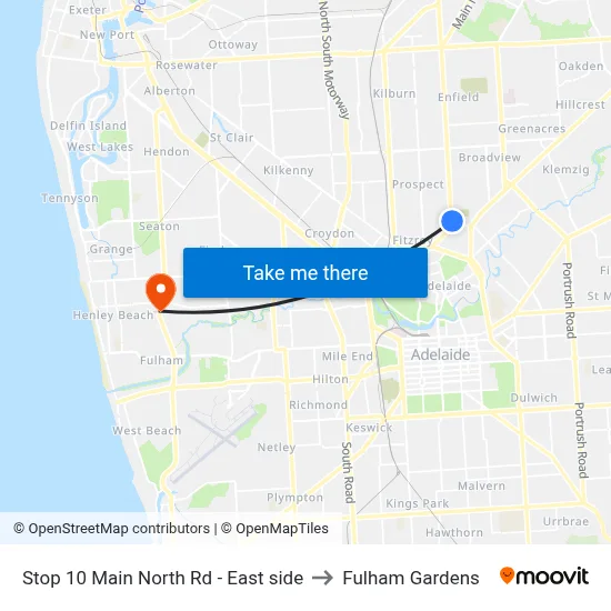 Stop 10 Main North Rd - East side to Fulham Gardens map