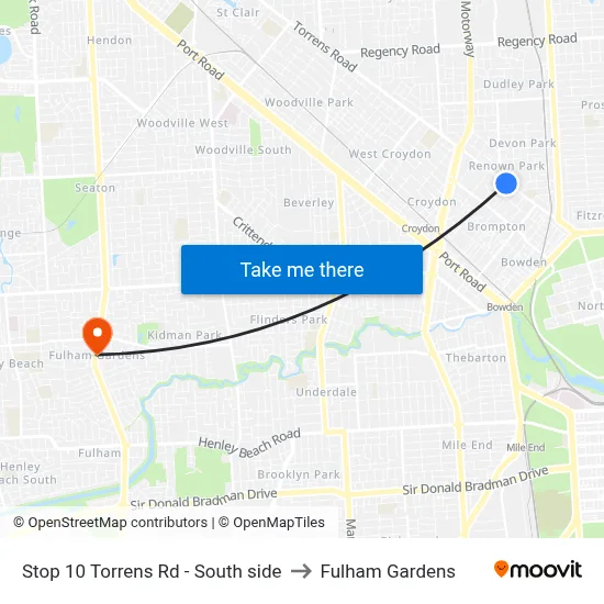 Stop 10 Torrens Rd - South side to Fulham Gardens map