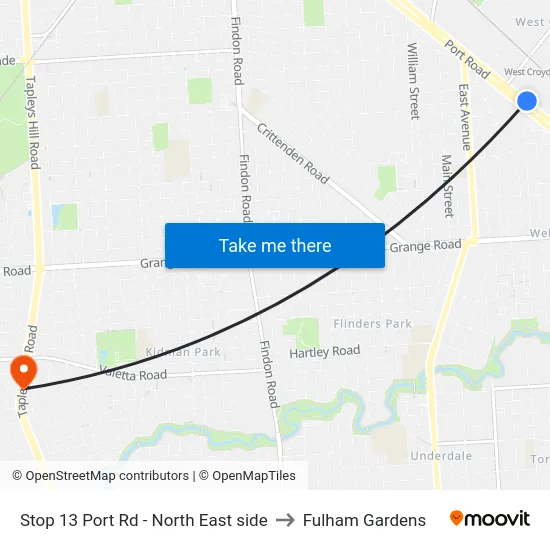 Stop 13 Port Rd - North East side to Fulham Gardens map