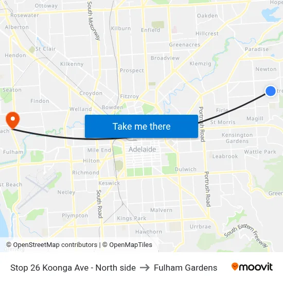 Stop 26 Koonga Ave - North side to Fulham Gardens map