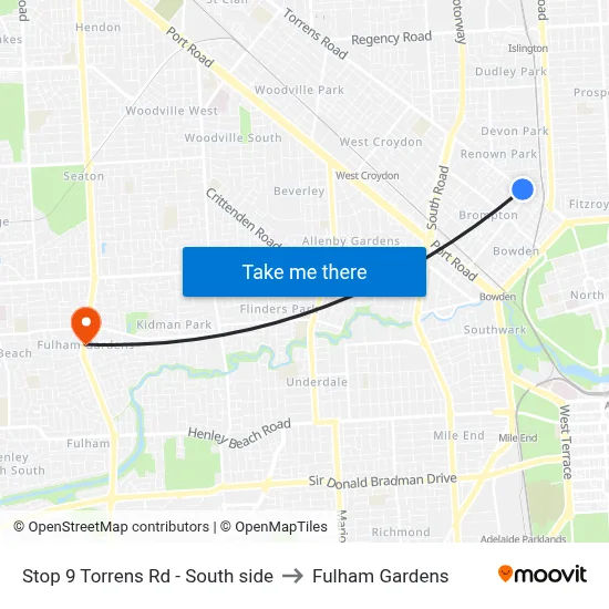 Stop 9 Torrens Rd - South side to Fulham Gardens map