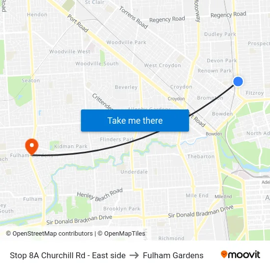 Stop 8A Churchill Rd - East side to Fulham Gardens map