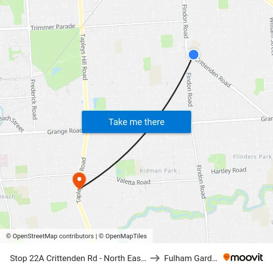 Stop 22A Crittenden Rd - North East side to Fulham Gardens map