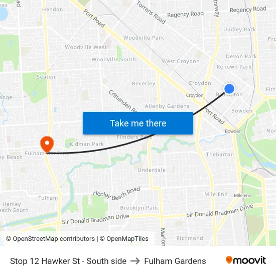 Stop 12 Hawker St - South side to Fulham Gardens map