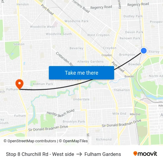 Stop 8 Churchill Rd - West side to Fulham Gardens map