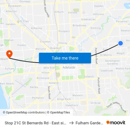 Stop 21C St Bernards Rd - East side to Fulham Gardens map