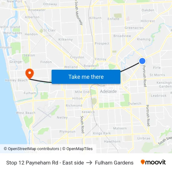 Stop 12 Payneham Rd - East side to Fulham Gardens map