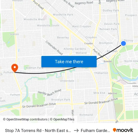 Stop 7A Torrens Rd - North East side to Fulham Gardens map