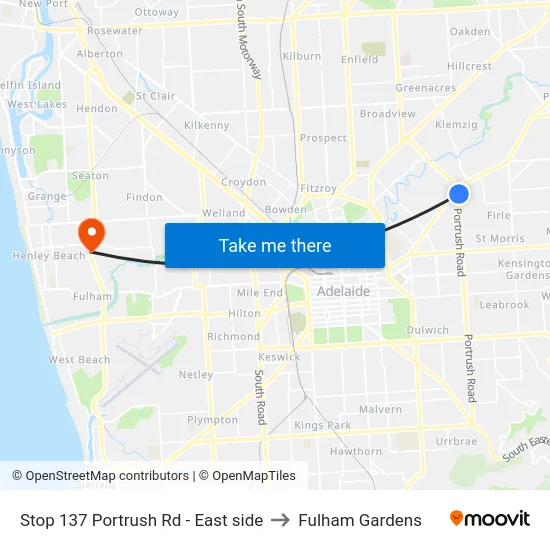 Stop 137 Portrush Rd - East side to Fulham Gardens map