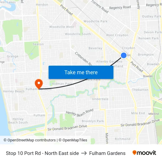 Stop 10 Port Rd - North East side to Fulham Gardens map