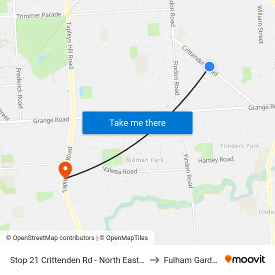Stop 21 Crittenden Rd - North East side to Fulham Gardens map
