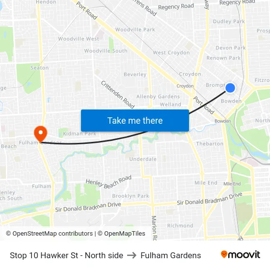 Stop 10 Hawker St - North side to Fulham Gardens map