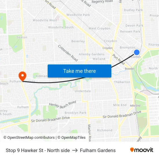 Stop 9 Hawker St - North side to Fulham Gardens map