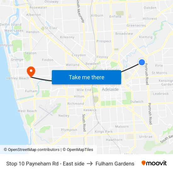 Stop 10 Payneham Rd - East side to Fulham Gardens map
