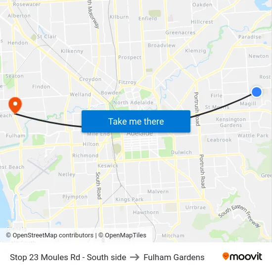 Stop 23 Moules Rd - South side to Fulham Gardens map
