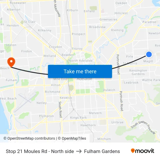 Stop 21 Moules Rd - North side to Fulham Gardens map