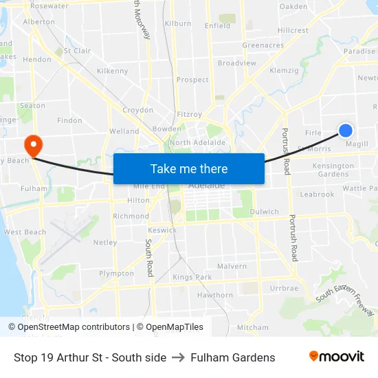 Stop 19 Arthur St - South side to Fulham Gardens map