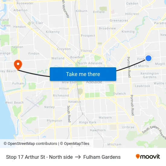 Stop 17 Arthur St - North side to Fulham Gardens map
