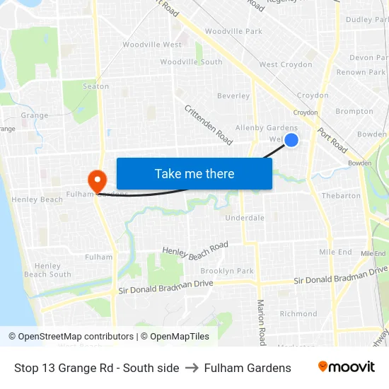Stop 13 Grange Rd - South side to Fulham Gardens map