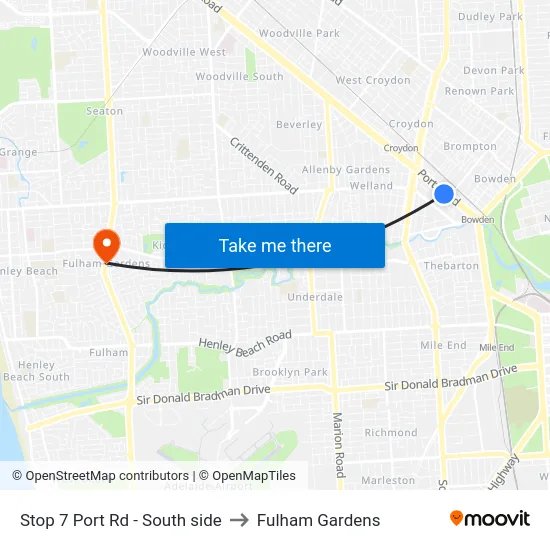 Stop 7 Port Rd - South side to Fulham Gardens map