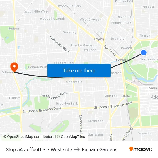 Stop 5A Jeffcott St - West side to Fulham Gardens map
