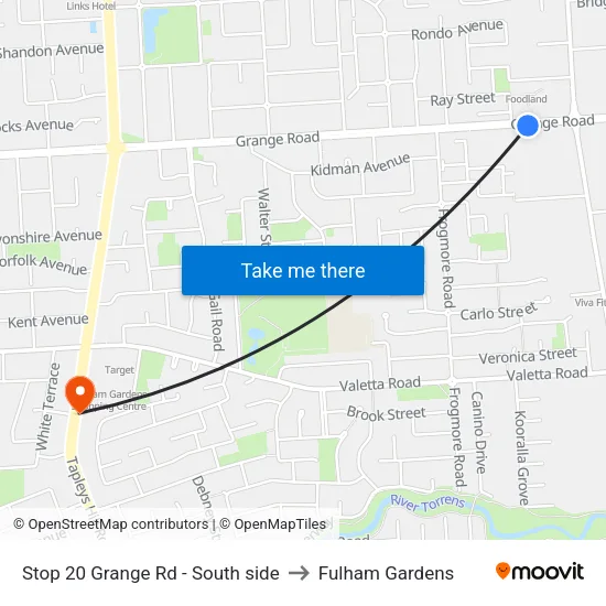 Stop 20 Grange Rd - South side to Fulham Gardens map