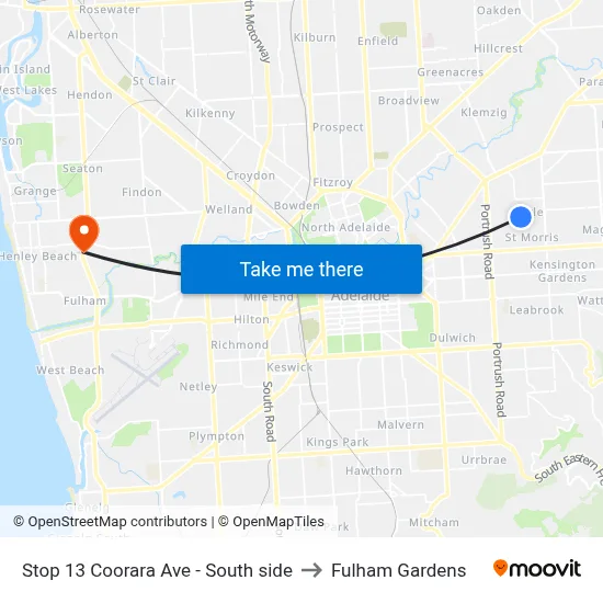 Stop 13 Coorara Ave - South side to Fulham Gardens map