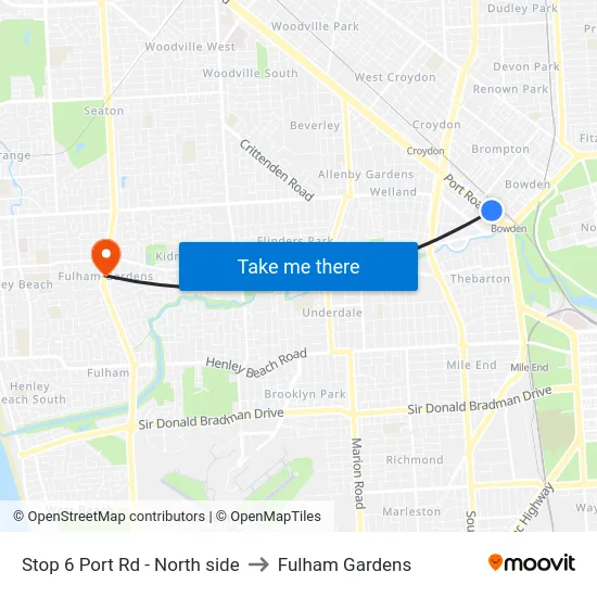 Stop 6 Port Rd - North side to Fulham Gardens map