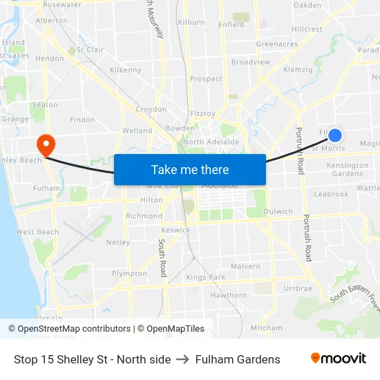 Stop 15 Shelley St - North side to Fulham Gardens map