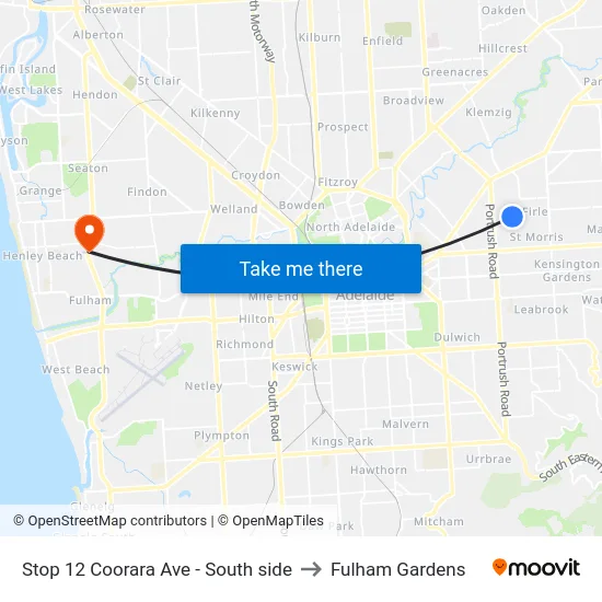 Stop 12 Coorara Ave - South side to Fulham Gardens map