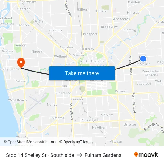 Stop 14 Shelley St - South side to Fulham Gardens map