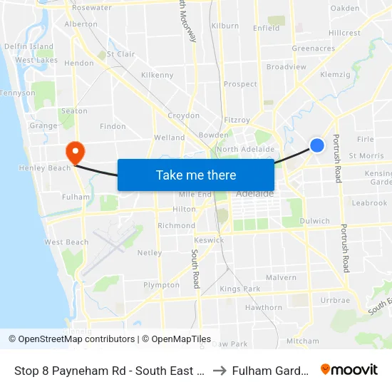 Stop 8 Payneham Rd - South East side to Fulham Gardens map