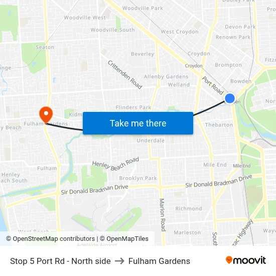 Stop 5 Port Rd - North side to Fulham Gardens map