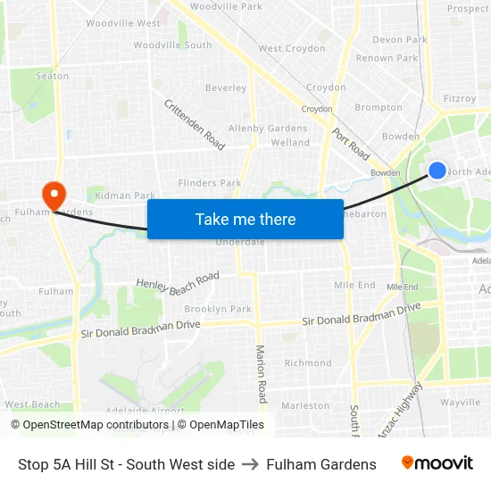Stop 5A Hill St - South West side to Fulham Gardens map