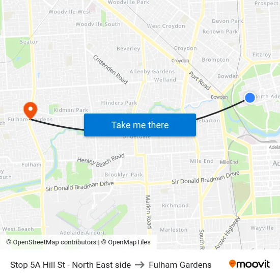 Stop 5A Hill St - North East side to Fulham Gardens map