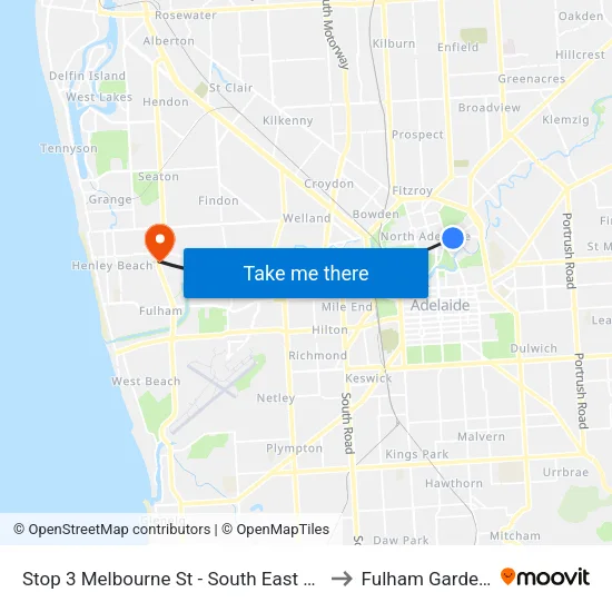 Stop 3 Melbourne St - South East side to Fulham Gardens map