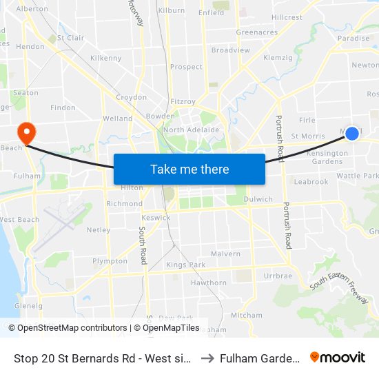 Stop 20 St Bernards Rd - West side to Fulham Gardens map