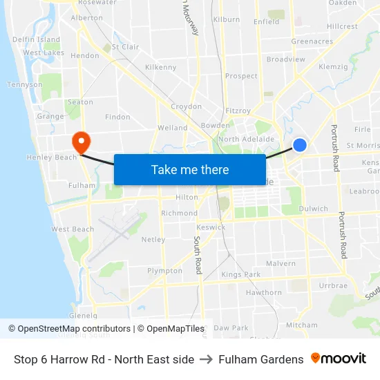 Stop 6 Harrow Rd - North East side to Fulham Gardens map