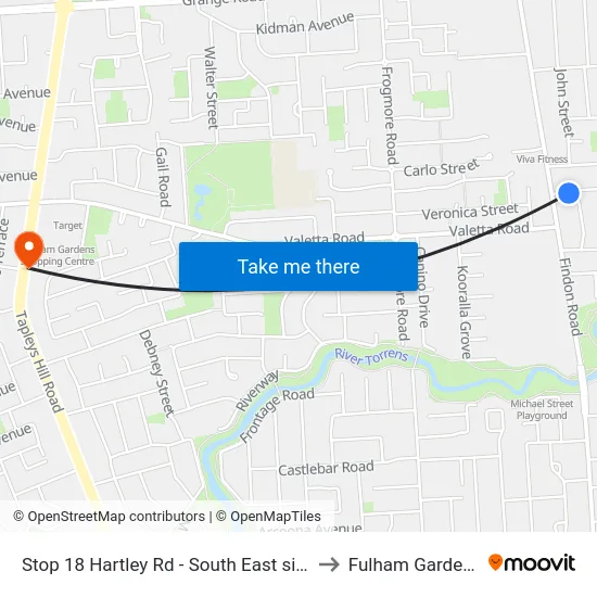 Stop 18 Hartley Rd - South East side to Fulham Gardens map