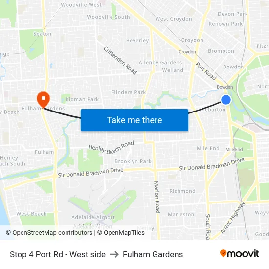 Stop 4 Port Rd - West side to Fulham Gardens map