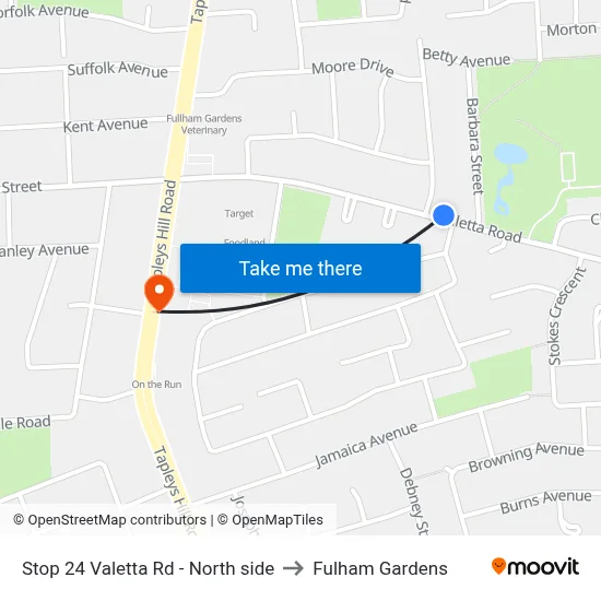 Stop 24 Valetta Rd - North side to Fulham Gardens map