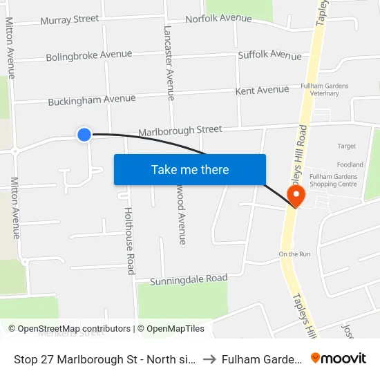 Stop 27 Marlborough St - North side to Fulham Gardens map