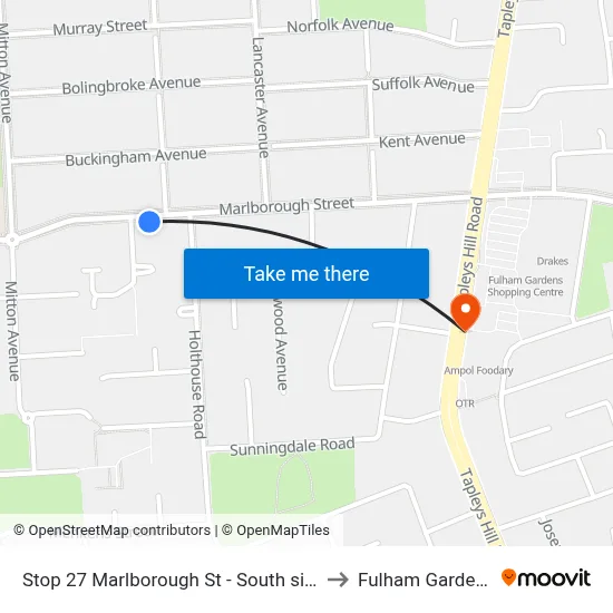 Stop 27 Marlborough St - South side to Fulham Gardens map