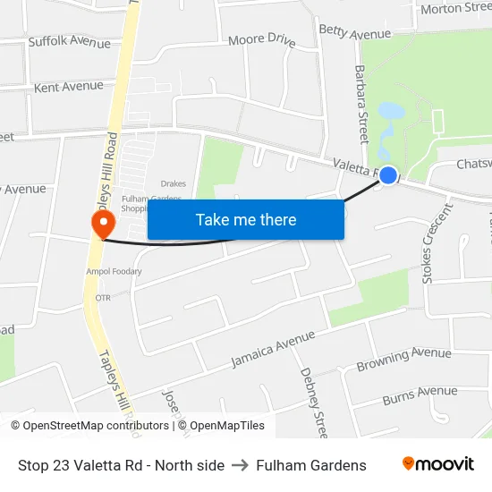 Stop 23 Valetta Rd - North side to Fulham Gardens map