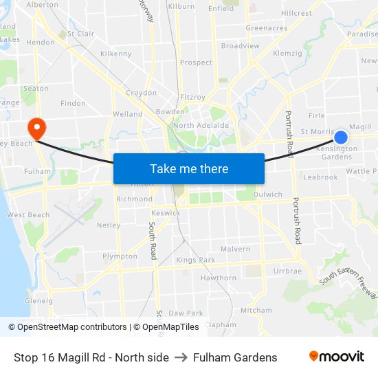 Stop 16 Magill Rd - North side to Fulham Gardens map