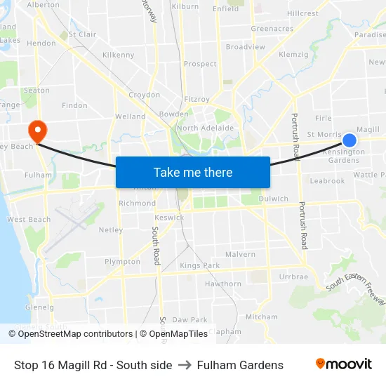 Stop 16 Magill Rd - South side to Fulham Gardens map