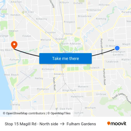 Stop 15 Magill Rd - North side to Fulham Gardens map