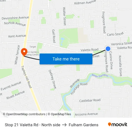 Stop 21 Valetta Rd - North side to Fulham Gardens map