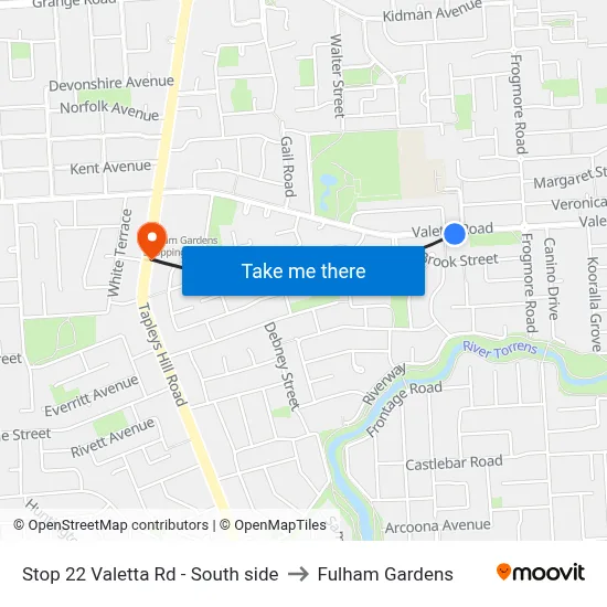 Stop 22 Valetta Rd - South side to Fulham Gardens map